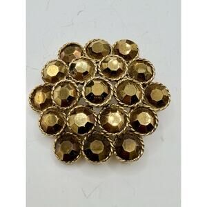 Vintage WEISS Rhinestone Brooch Pin Gold Tone Bronze Aurora Borealis Stacked